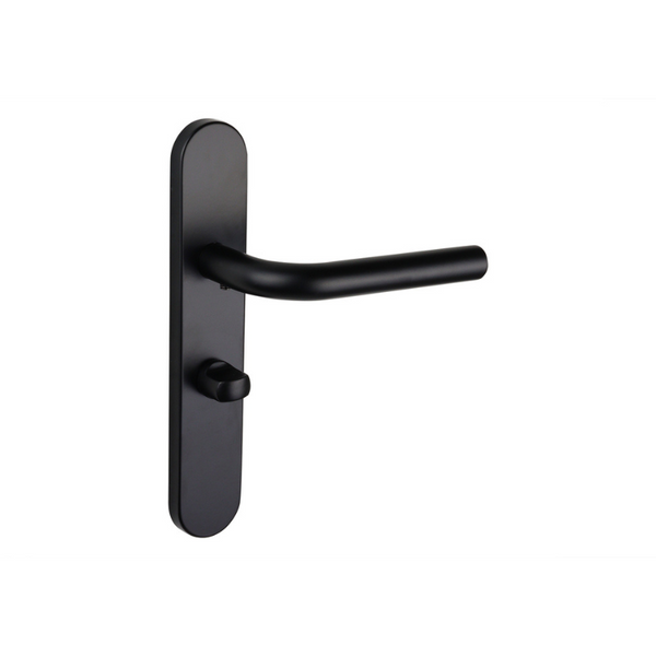 Oristano deurklink zwart met afgerond schild WC63/8 badkamersluiting