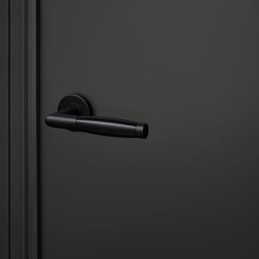 Ascoli deurklink zwart met rond rozet