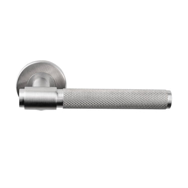 Cosenza deurklink Knurled RVS met rond rozet
