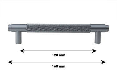 Handgreep Ribbel Antraciet 160 mm - Boorafstand 128 mm