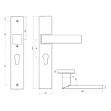 Afmetingen deurschild en kruk Imperio PC55