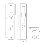 Tekening Pesaro deurkruk PC72