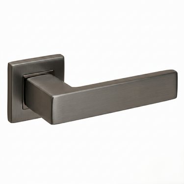 Imperio deurklink Gun Metal PVD gecoat met vierkant rozet