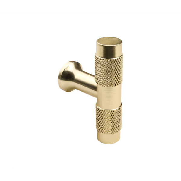 Kastknop T-model Ribbel Mat goud 50 mm