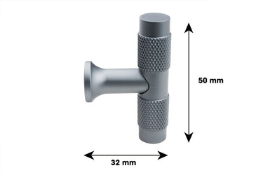 Kastknop T-model Ribbel Antraciet 50 mm