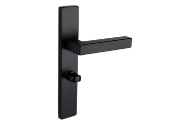 Viterbo deurklink zwart met rechthoekig schild WC63/8 badkamersluiting
